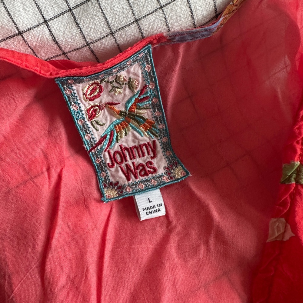 Johnny Was Ramona silk Coral Blouse - Picture 9 of 9